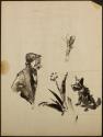 Arthur Lismer, 1885 - 1969
Untitled (woman, flower, dog), 1957
pen and ink, and charcoal on p…