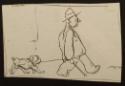 Arthur Lismer, 1885 - 1969
Untitled (dog and man on a walk) 
charcoal on paper
10.1 x 6.2 cm…