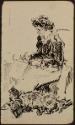 Arthur Lismer, 1885 - 1969
Untitled (Esther writing, with Bunty at her feet) 
pen and ink on …