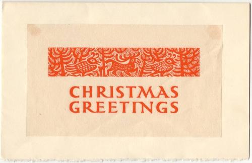 Alistair Bell (1913 - 1997)
Christmas Greetings  c.1965
wood engraving on tissue paper, tippe…