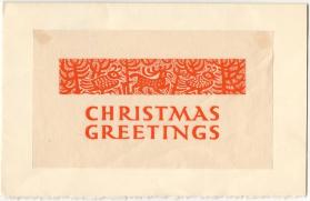 Alistair Bell (1913 - 1997)
Christmas Greetings  c.1965
wood engraving on tissue paper, tippe…