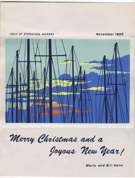 Bill Holm (American, born 1952)
Merry Christmas and a Joyous New Year! / Port of Edmonds sunse…