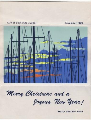 Bill Holm (American, born 1952)
Merry Christmas and a Joyous New Year! / Port of Edmonds sunse…