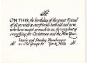 Thoreau MacDonald (1901 - 1989)
Christmas card (printed for Marie and Stanley Honsberger, York…