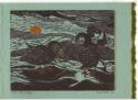 Claire Pratt (1921 - 1995)
Geese in the Moonlight  1961 (Christmas card)
wood engraving on gr…