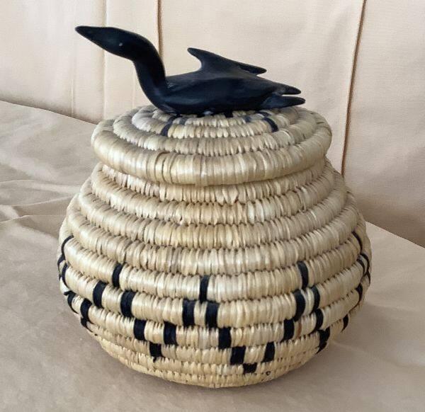 Lidded Basket with Loon Handle