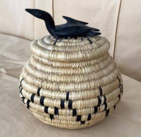 Lidded Basket with Loon Handle