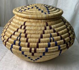 Lidded Basket with chevron patterns