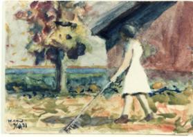 Woman Raking