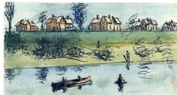 Houses Along a River