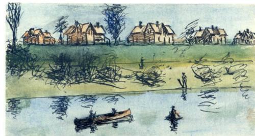 Houses Along a River