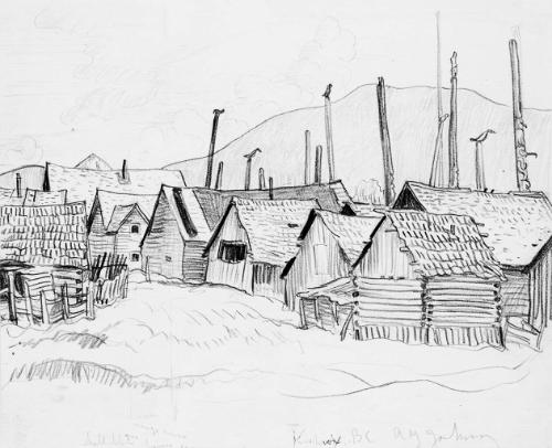 Potlatch Houses and Totem Poles, Kispiox, Upper Skeena River, B.C.