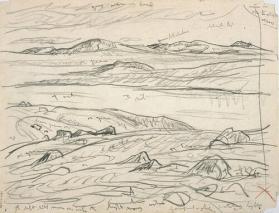 Untitled (barren shoreline) (R); Untitled (rocky hill) (V)