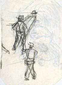 Untitled (two figures, walking) (R); Untitled (one figure, kneeling) (V)