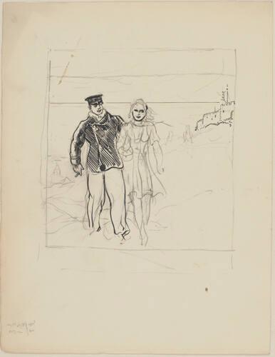 Young Military Man and Woman (R); Untitled (sketches of two women and one man) (V)