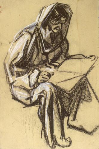 Seated man reading, study for Wisdom