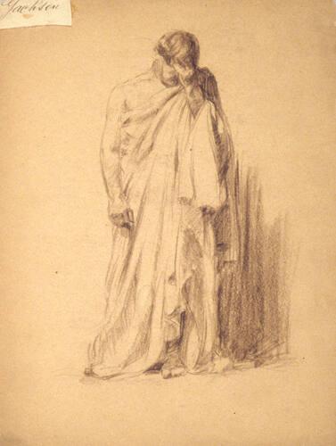 Untitled (standing man in toga) (R); Untitled (rough sketch of male figure) (V)