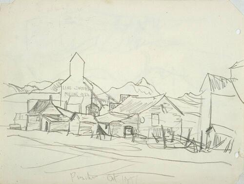 Pincher (R); Untitled (rough sketch, mountains, etc.) (V)