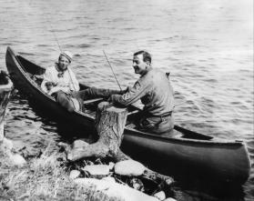 Arthur Lismer and Tom Thomson on Canoe Lake, Algonquin Park, May 1914
Photographer: H. A. Call…