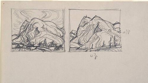 Page with two landscape studies