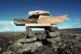 Inunnguaq pointing inland in the Maguse River area.
Keewatin, Nunavut, 1990

The Norman Hall…