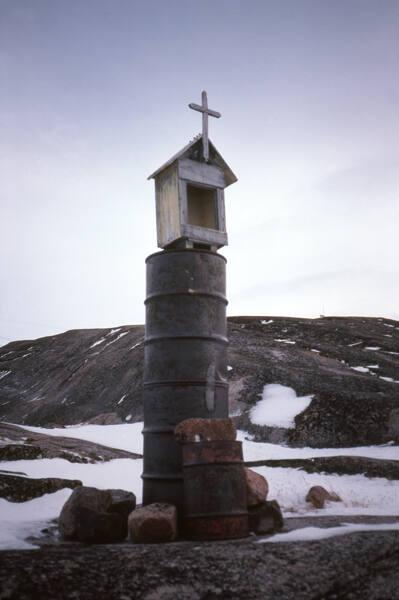 Christian graveyard marker at Pelly Bay. 	
Central Baffin Island, Nunavut, 1996

The Norman …