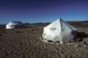 Camp site with a traditional style round tent. 
Between Kiattuuq and Itilliarjuk, Southwest Ba…