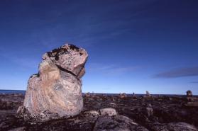 Inuksuk at Inuksugalait, an ancient site consisting of over one hundred inuksuit. 
Enukso Poin…