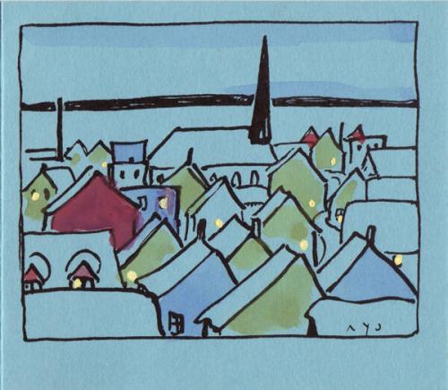 A.Y. Jackson (1882 - 1974)
Christmas card 
photomechanical print with hand-colouring, on blue…