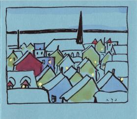 A.Y. Jackson (1882 - 1974)
Christmas card 
photomechanical print with hand-colouring, on blue…