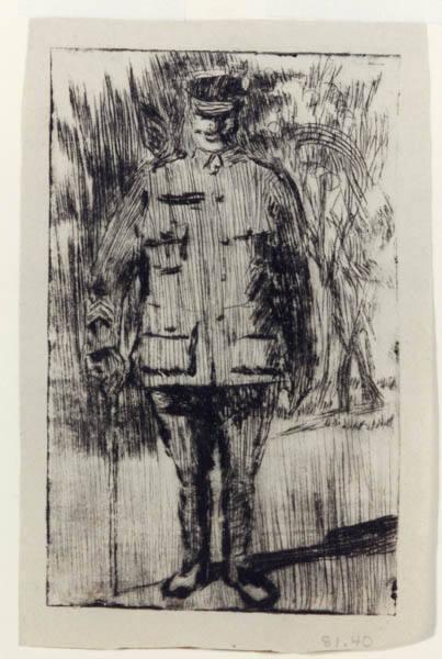 Standing Man in Military Uniform