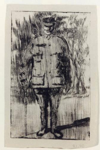 Standing Man in Military Uniform