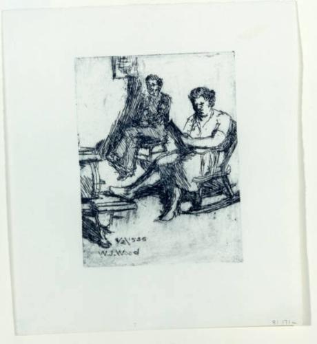 Woman and Man by Stove