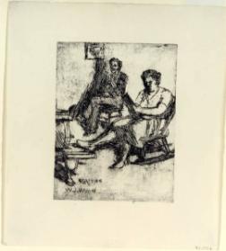 Woman and Man by Stove