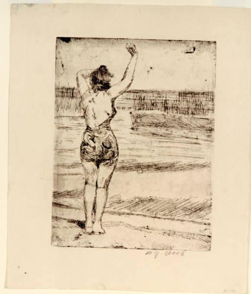 Woman Waving on the Beach