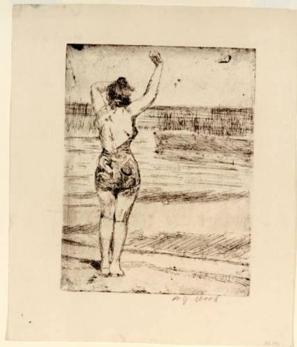 Woman Waving on the Beach