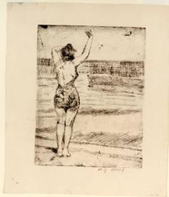 Woman Waving on the Beach