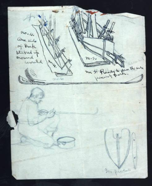 Untitled (instructional diagrams to build a canoe)