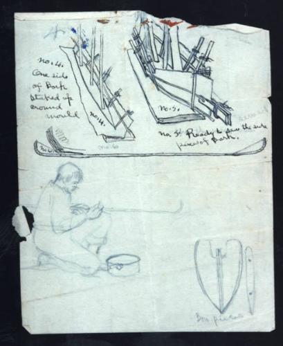 Untitled (instructional diagrams to build a canoe)