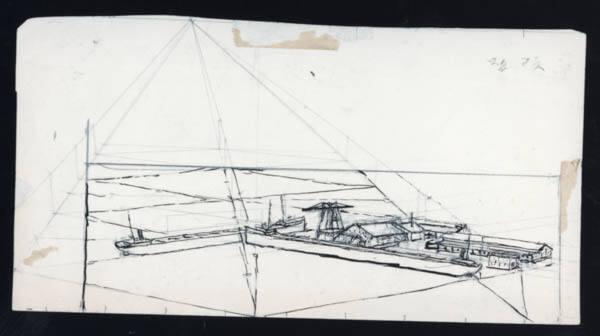 Untitled (aerial view of boats at dock)