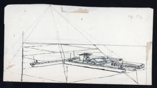 Untitled (aerial view of boats at dock)