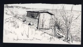 Untitled (shed by a lake)