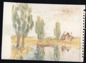 Untitled (landscape with lake and canoe)