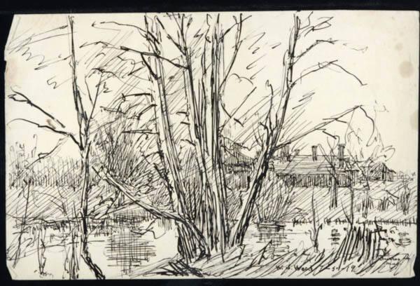 Untitled (landscape with building)