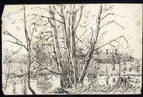 Untitled (landscape with building)