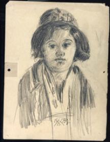 Untitled (portrait of a woman) (R); Untitled (house and tree) (V)