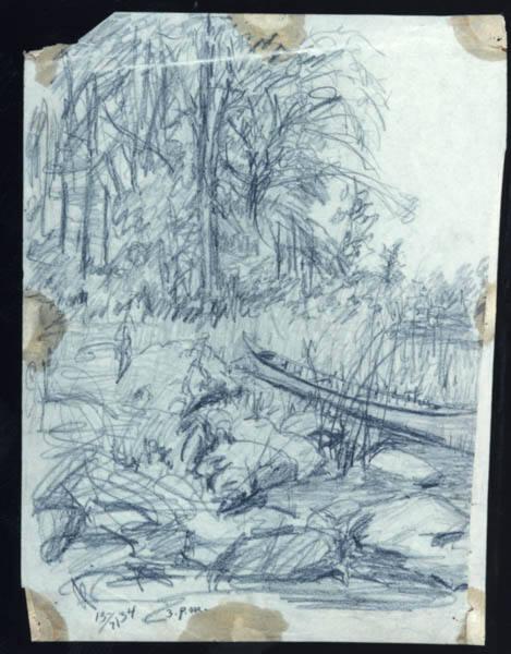Untitled (landscape with canoe)