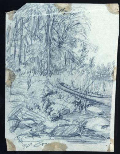 Untitled (landscape with canoe)