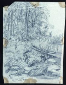 Untitled (landscape with canoe)