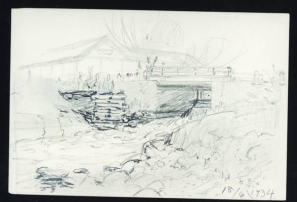Untitled (bridge with barn)